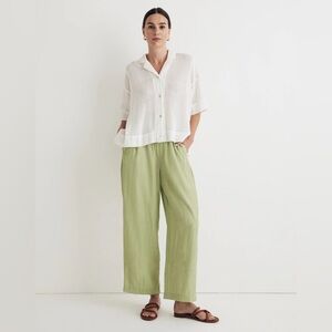 Crinkled Crepe Straight-Leg Crop Pants Size Medium